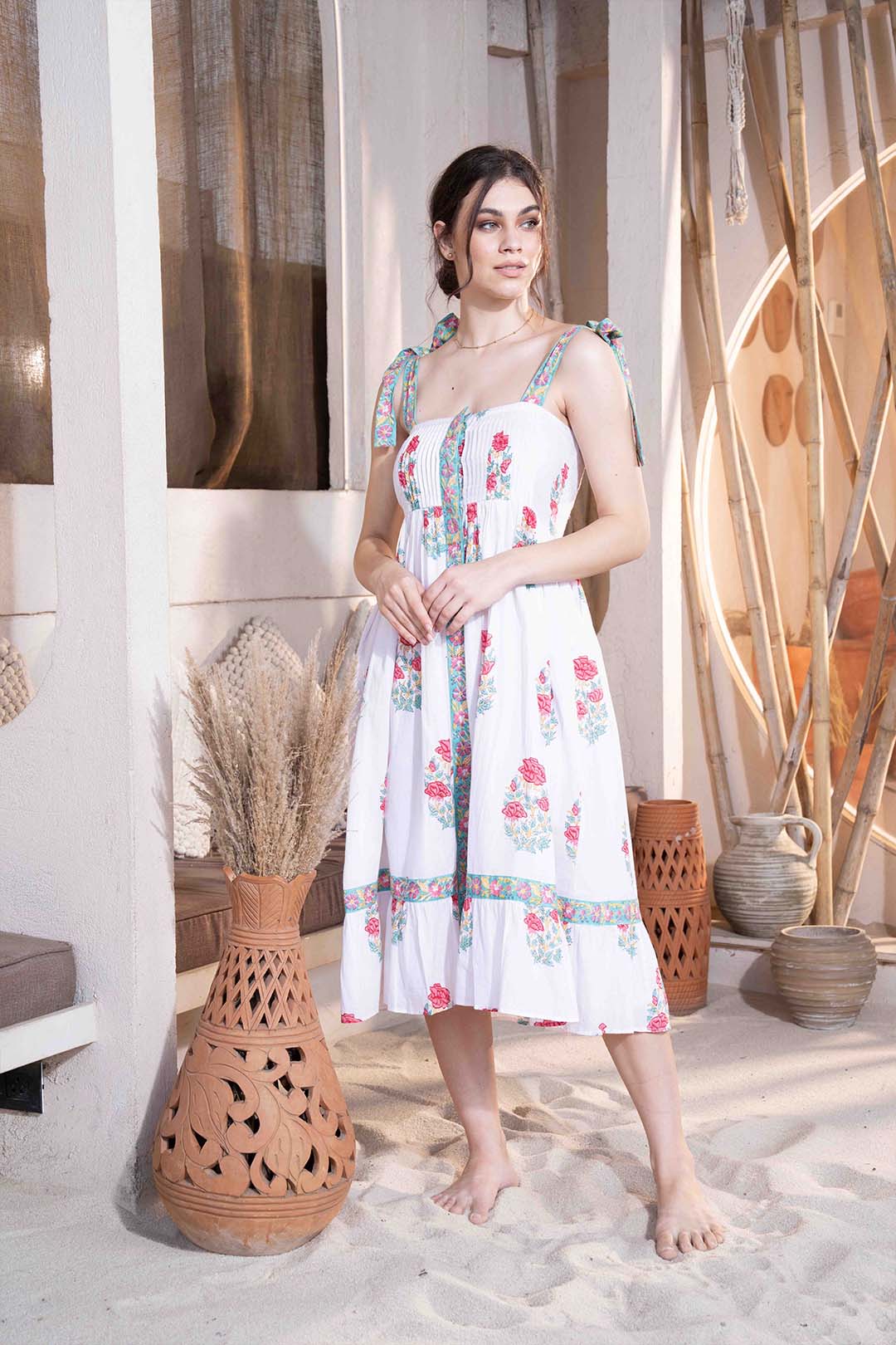 Alanna - Floral Motif Midi Dress