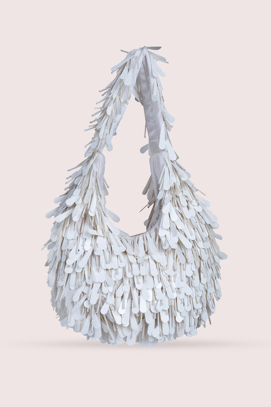 Sophia White Fringe-detail Handbag