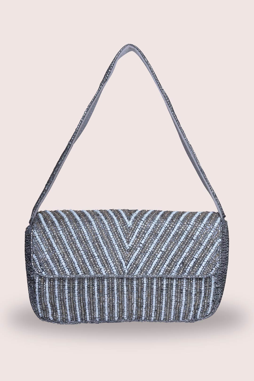 Luna Silver Embellished Handbag