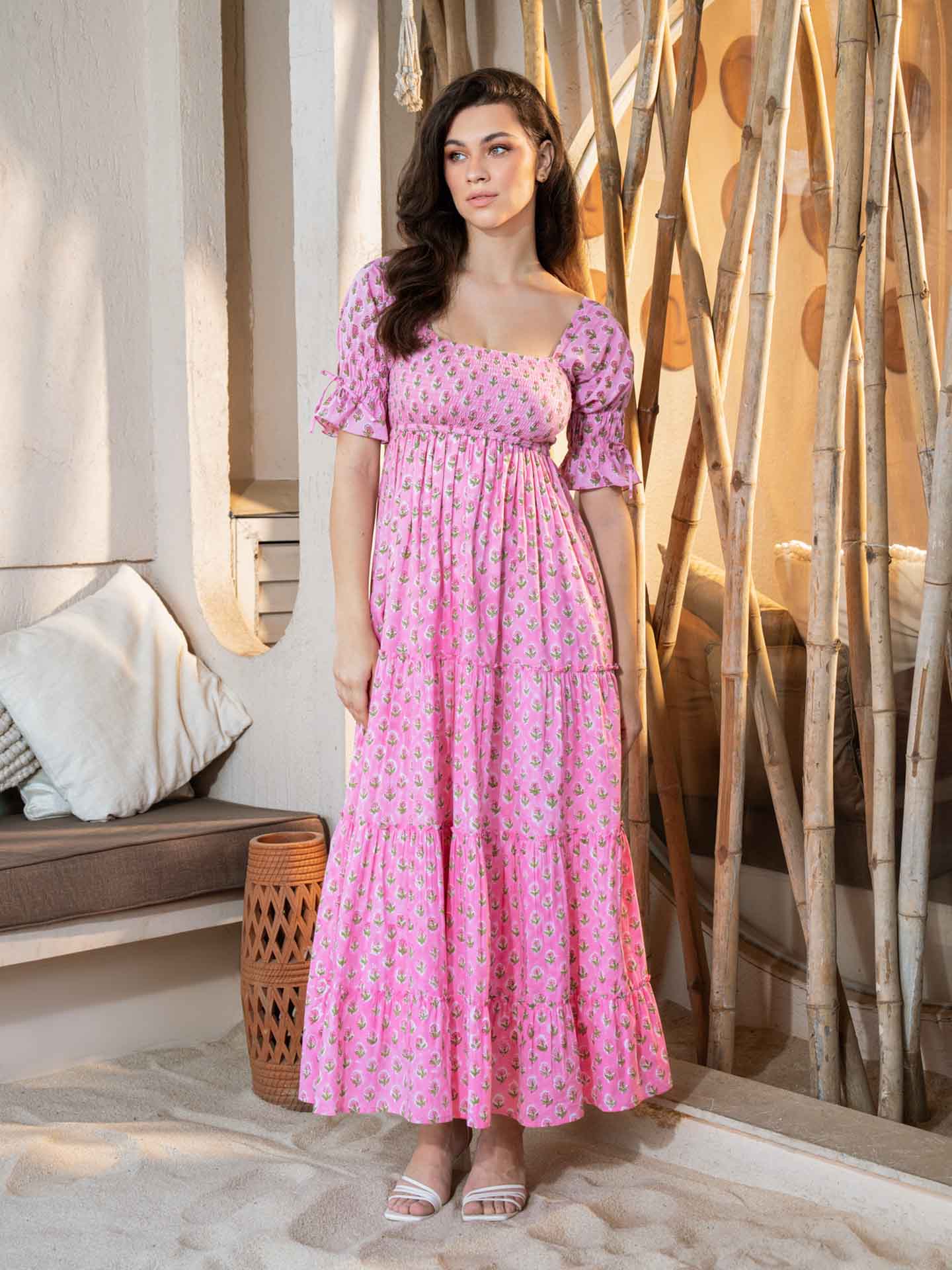 Alice - Floral Printed Maxi Dress - Pink