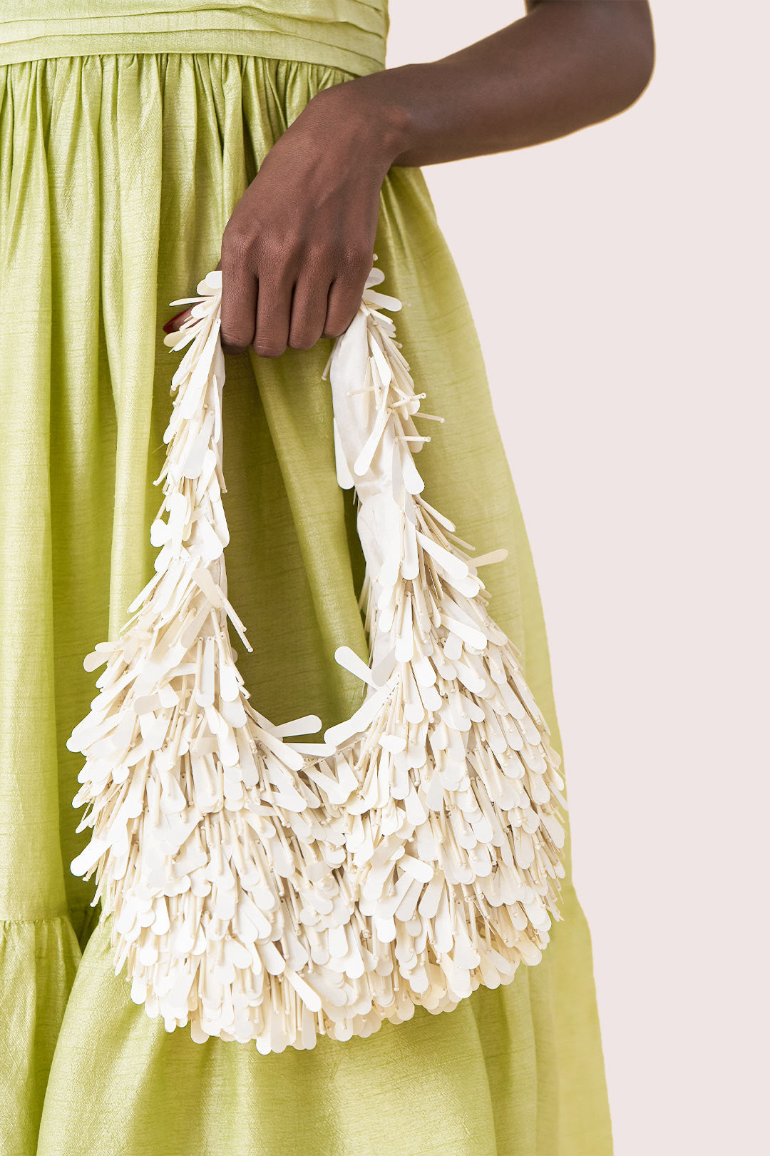 Sophia White Fringe-detail Handbag