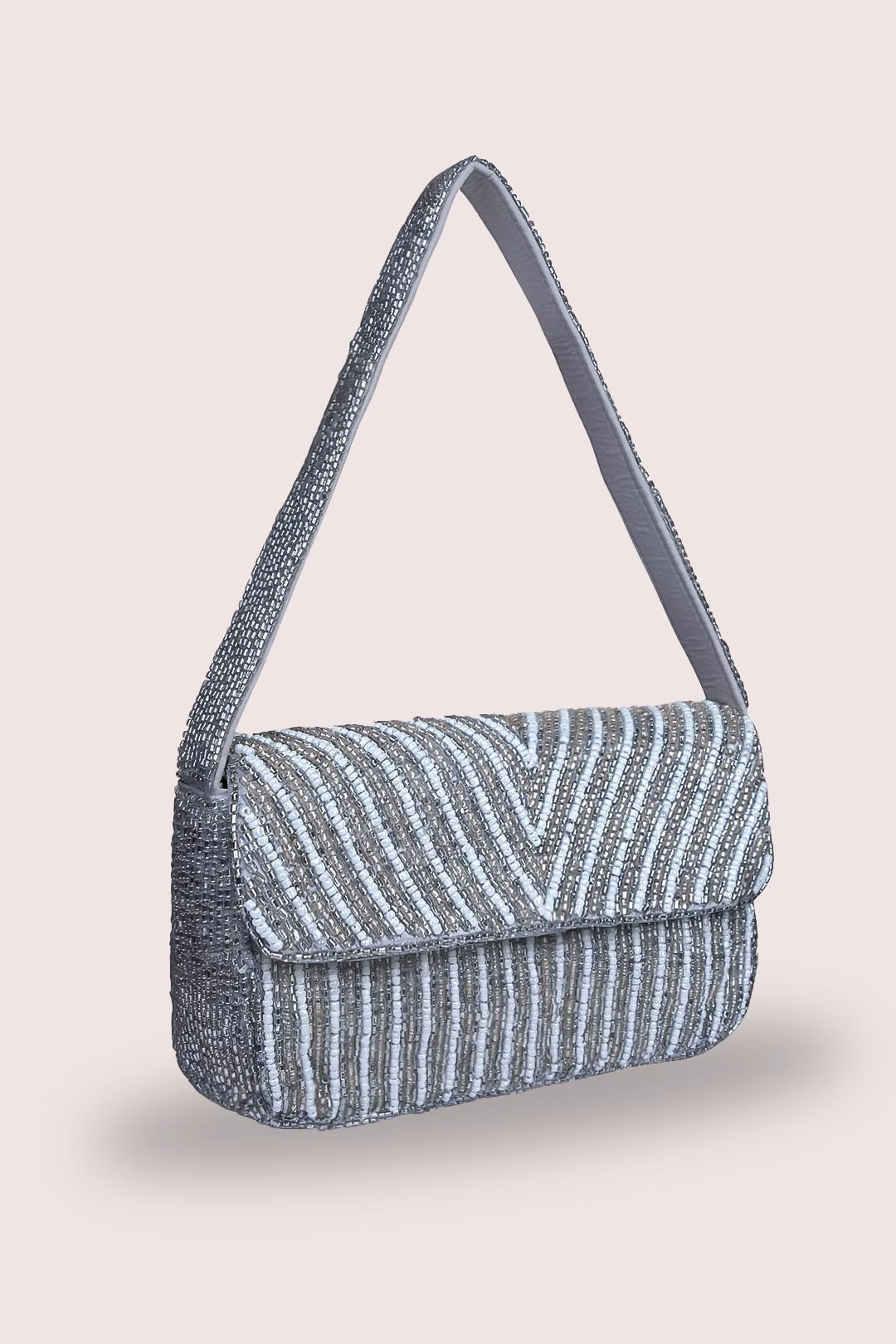 Luna Silver Embellished Handbag