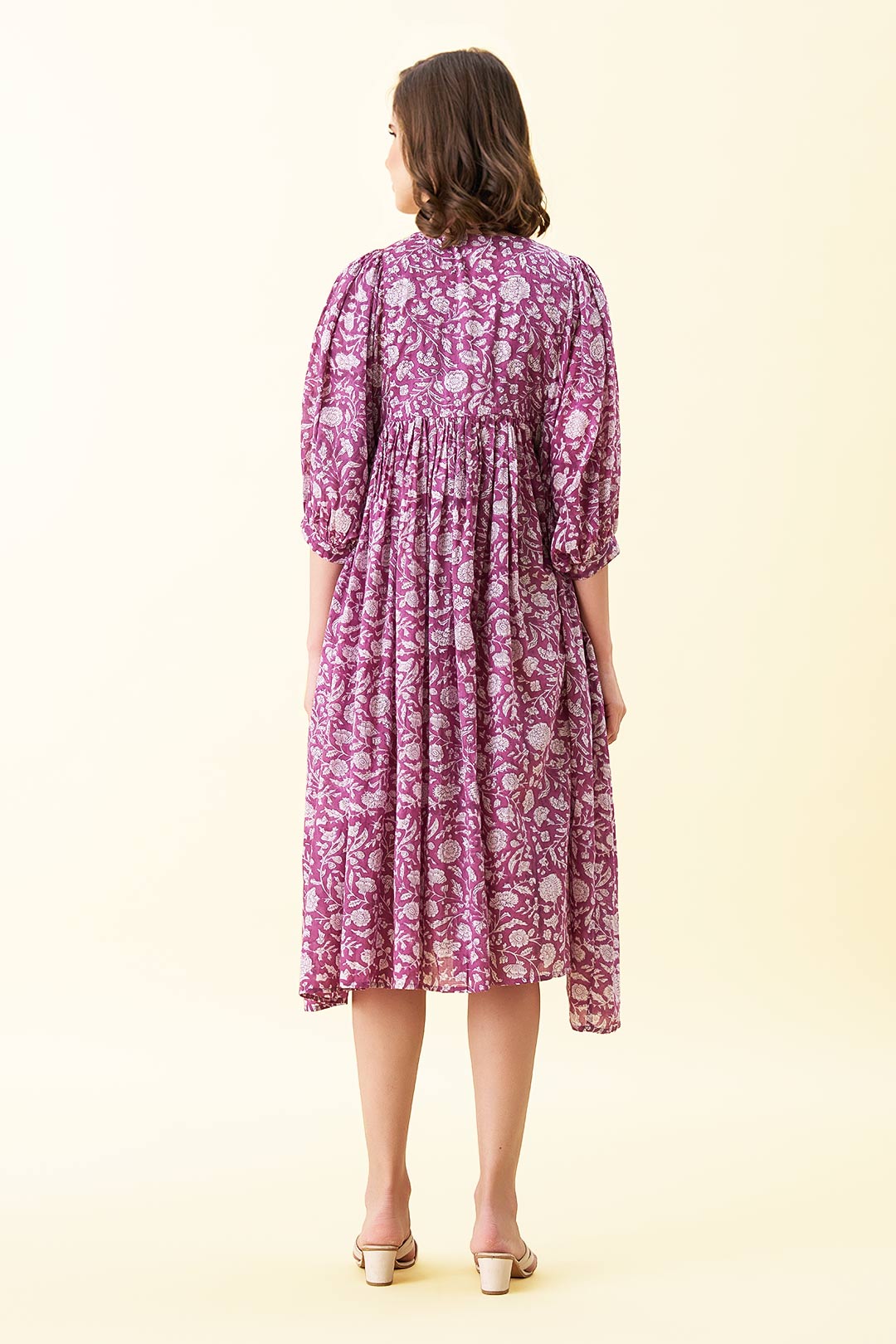 Ava Printed Midi Dress - Mauve