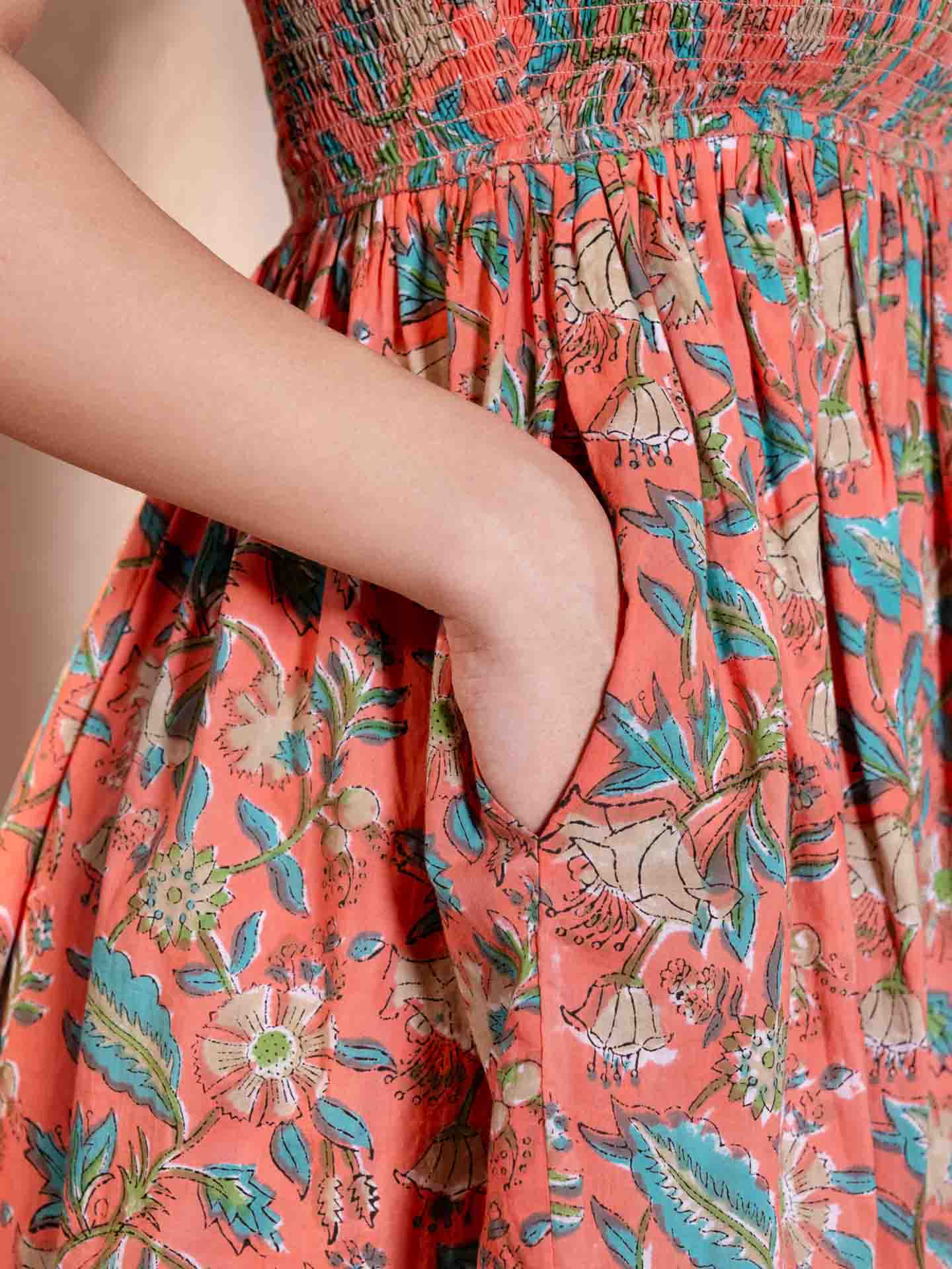Alexia - Short Ruffle Sleeve Dress - Coral