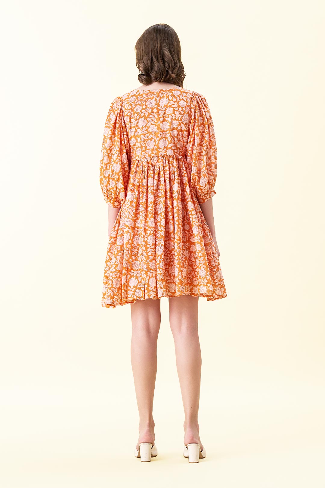 Ava Printed Mini Dress - Orange