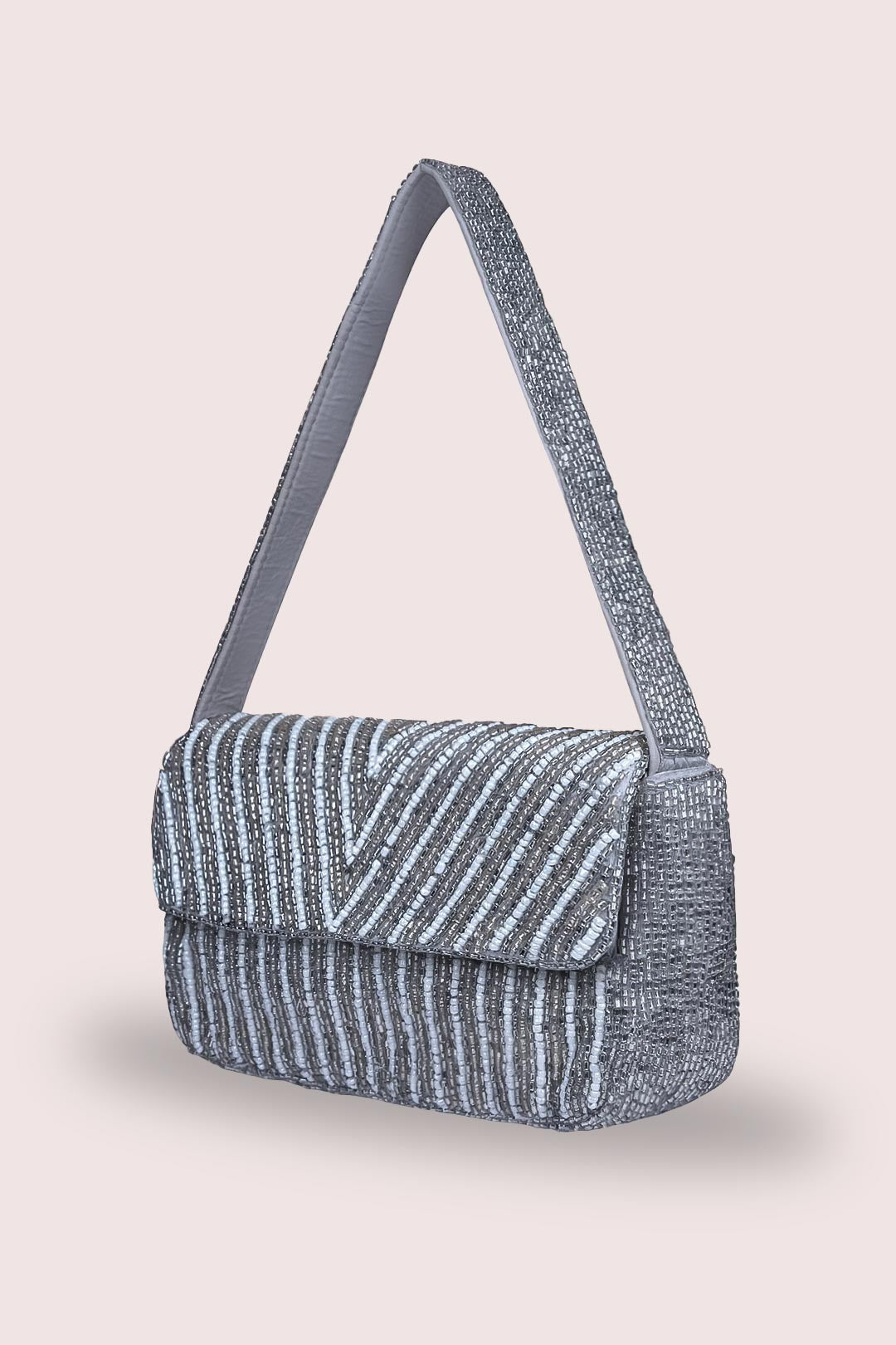 Luna Silver Embellished Handbag