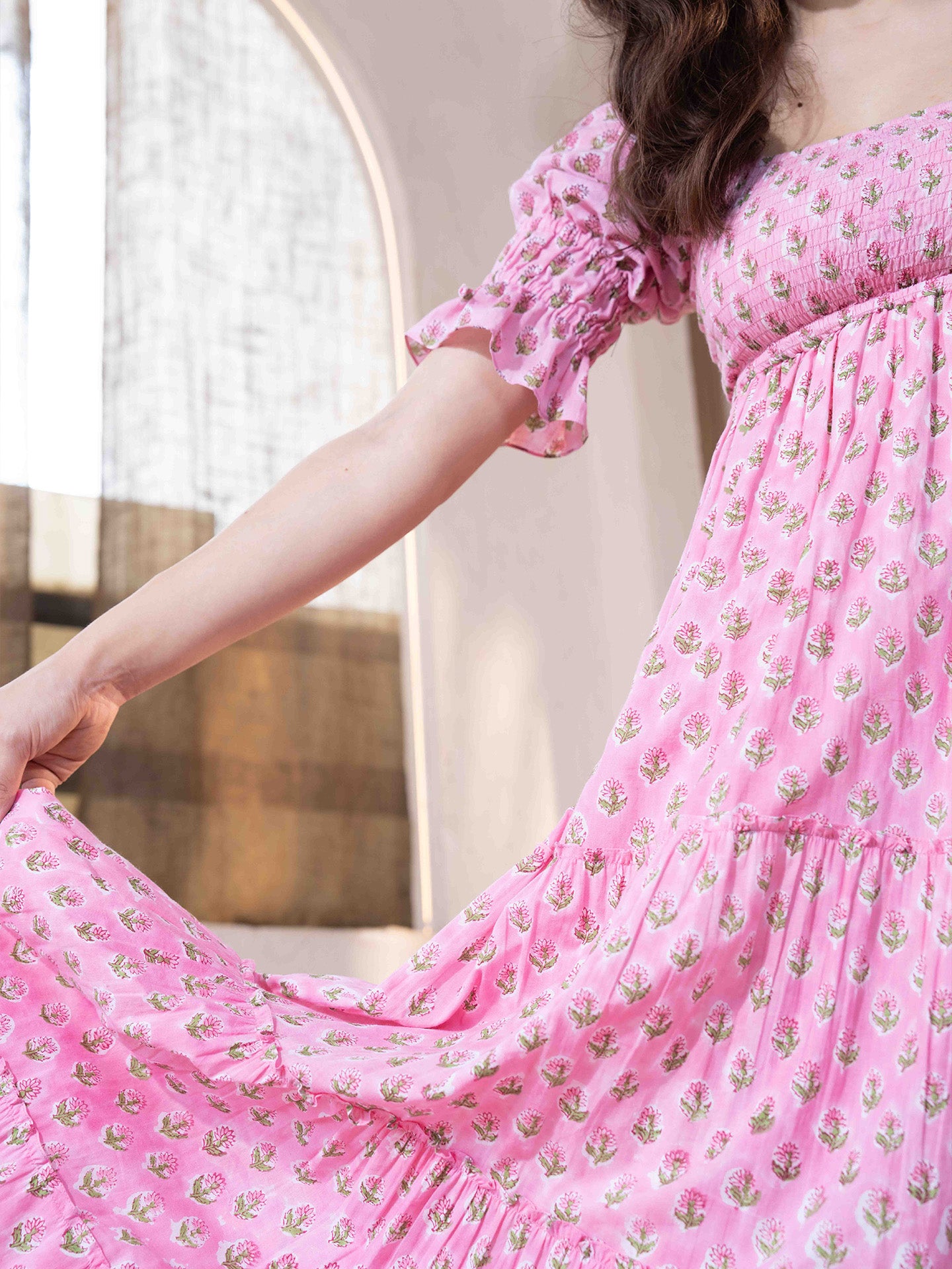 Alice - Floral Printed Maxi Dress - Pink