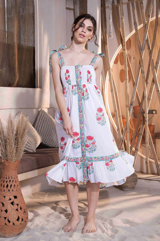 Alanna - Floral Motif Midi Dress