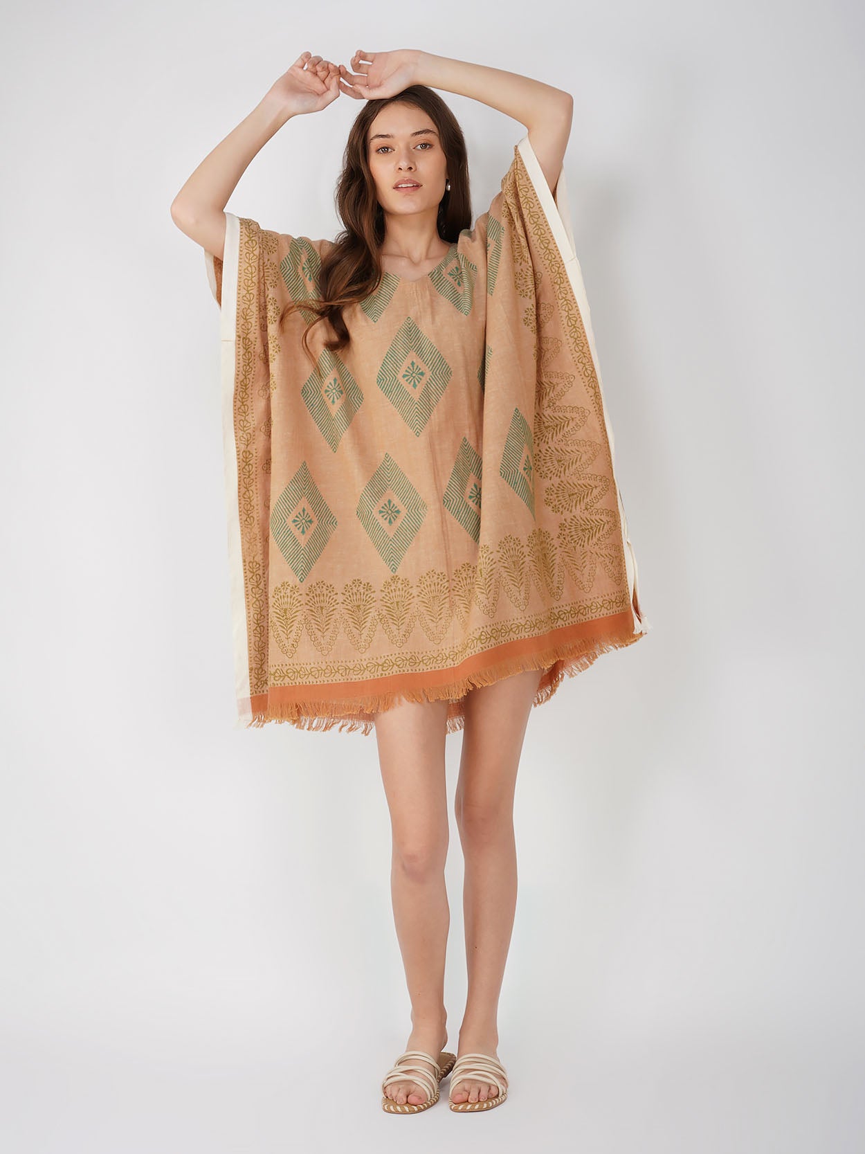 Bella Block Print Khadi Cotton Kaftan