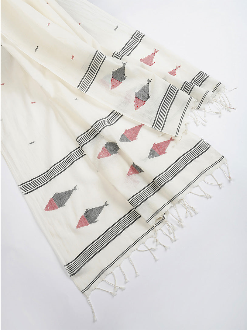 Mia Jamdani Khadi Cotton Shawl