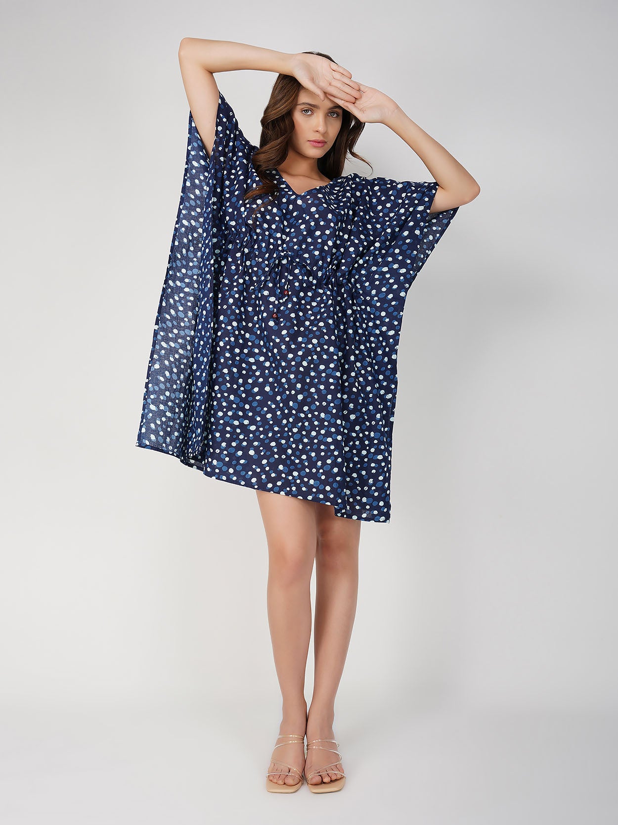 Ayla Block Printed Dotted Kaftan