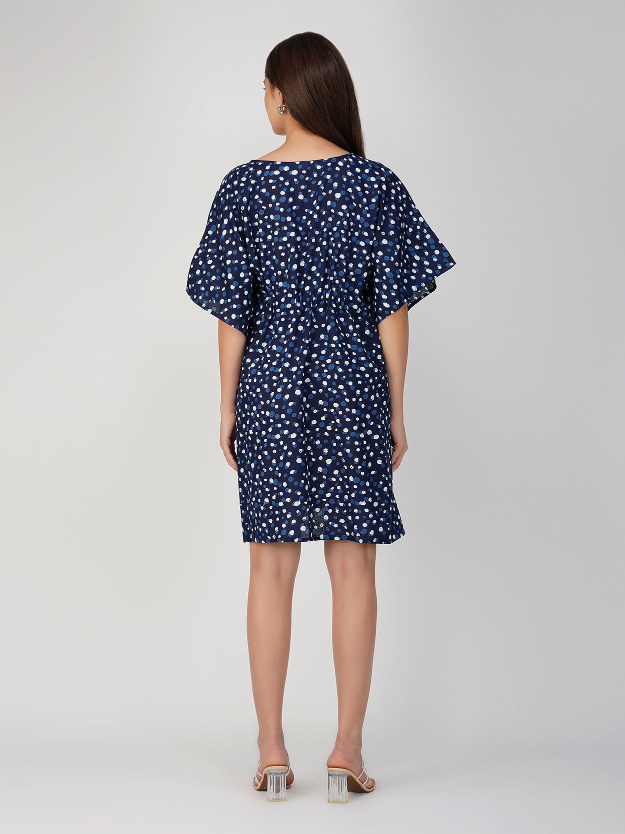 Ayla Block Printed Dotted Kaftan