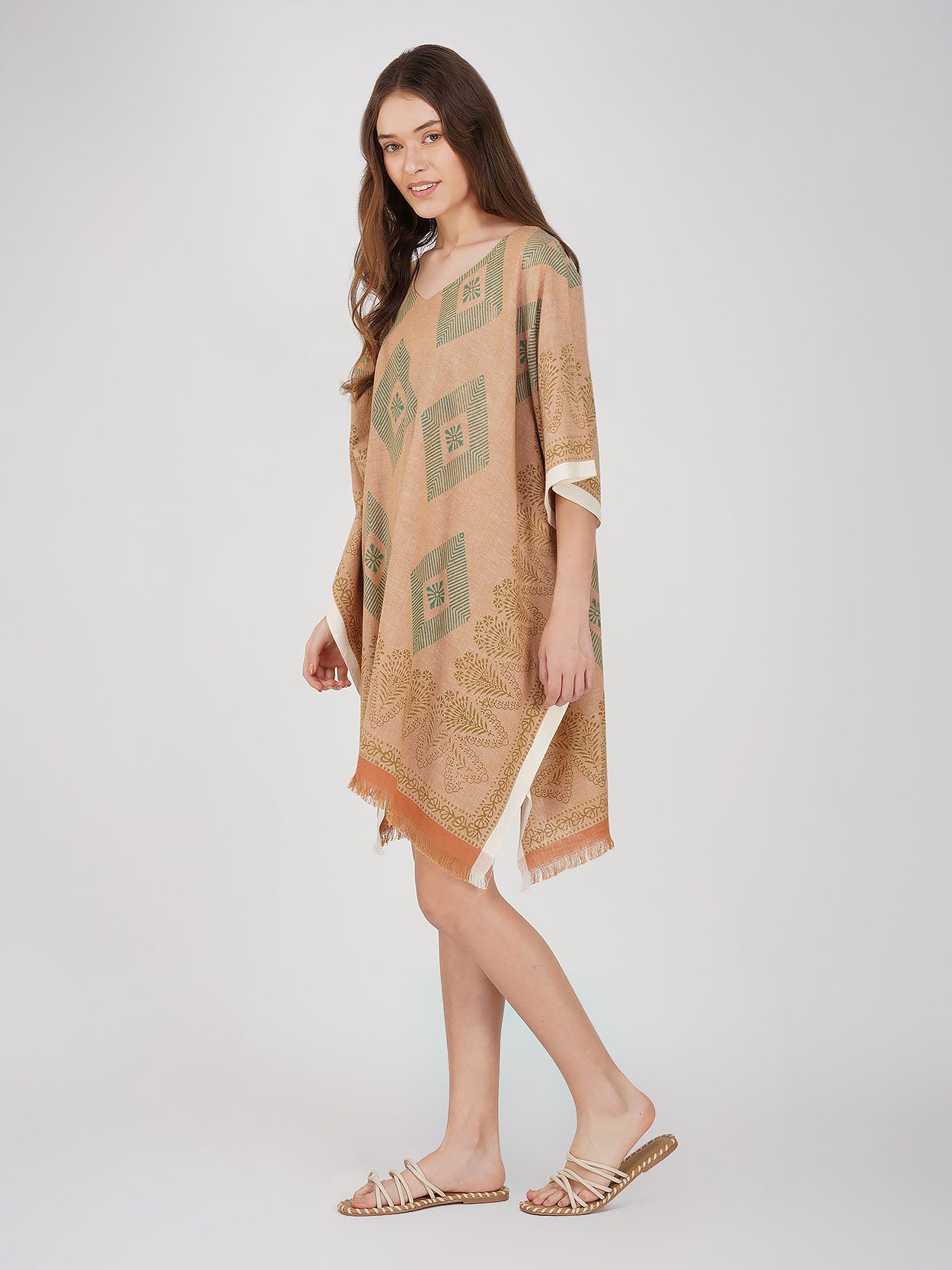 Bella Block Print Khadi Cotton Kaftan