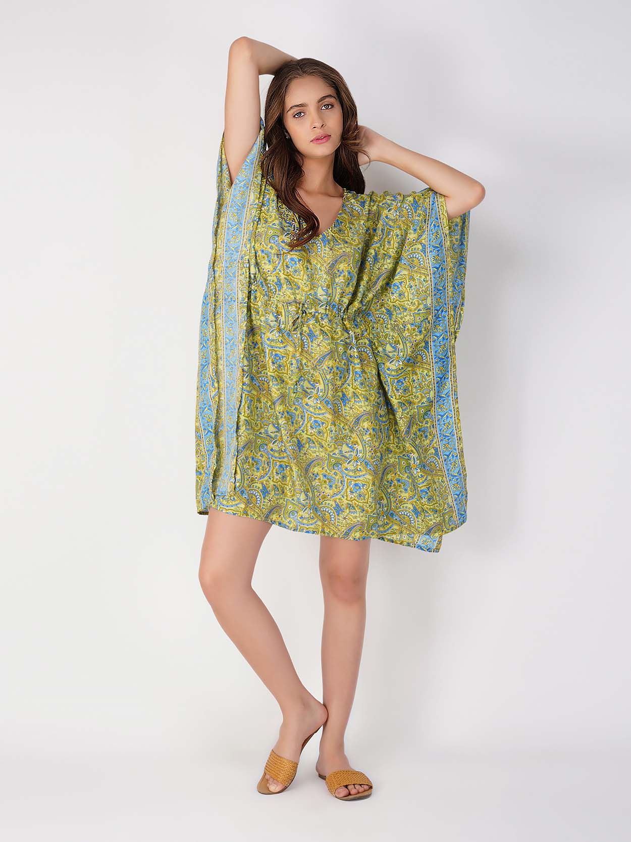 Flora Paisley Print kaftan