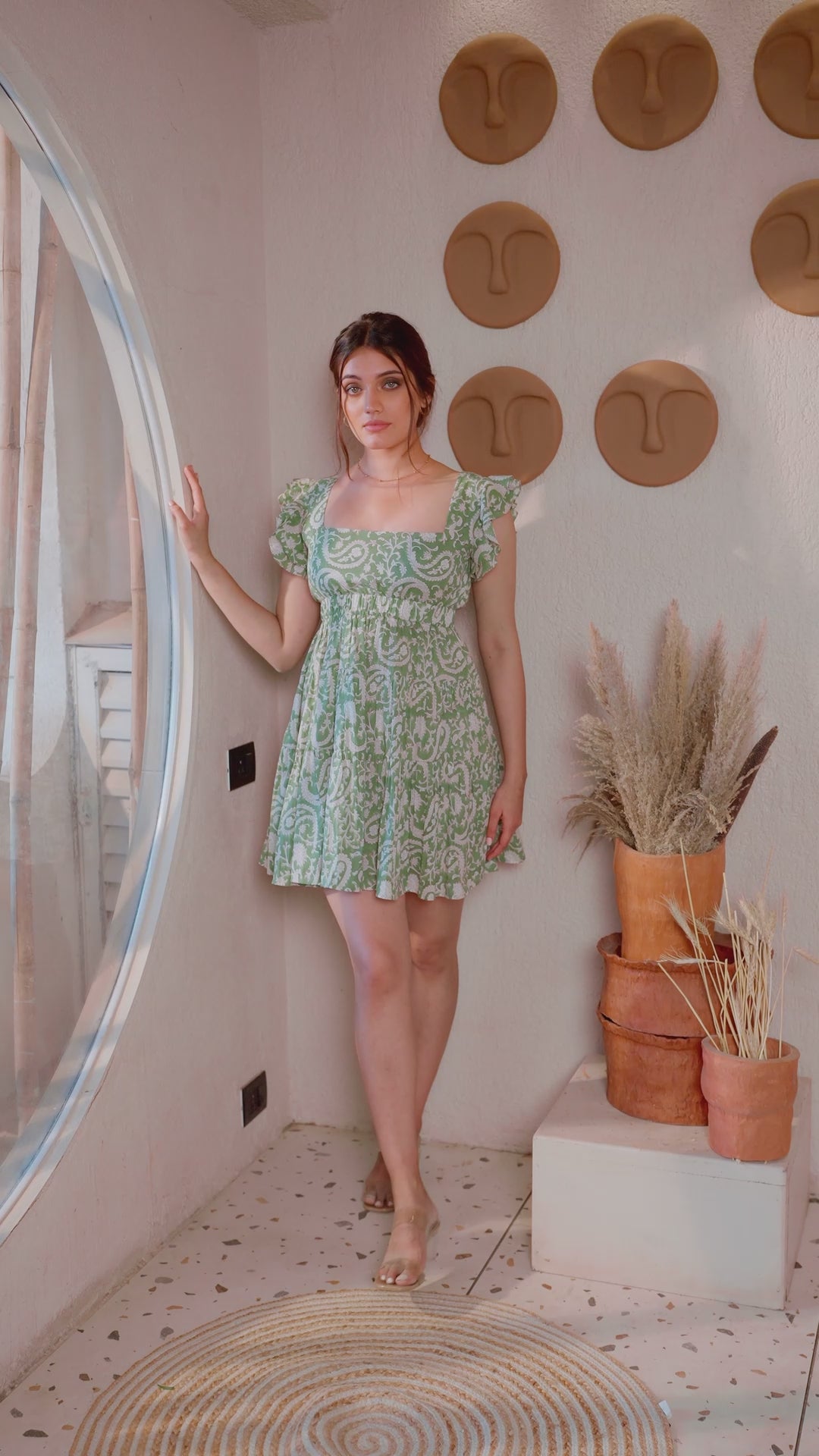 Ambrosia - Short Ruffle Sleeve Dress - Jade